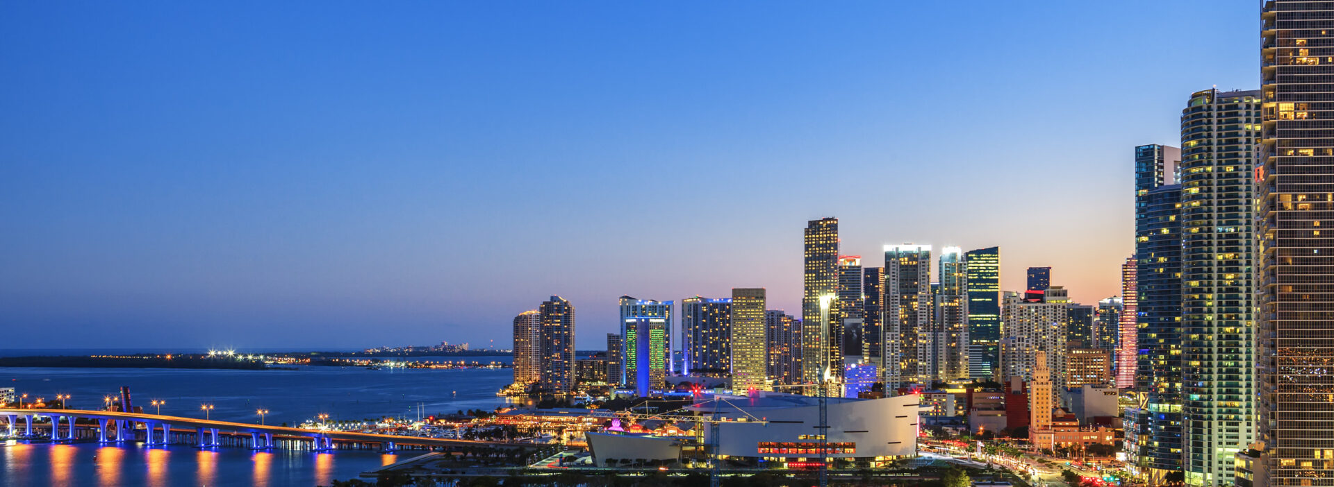 Panoramic view of Miami, Florida, summer sunset